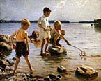 Boys Playing on the Shore